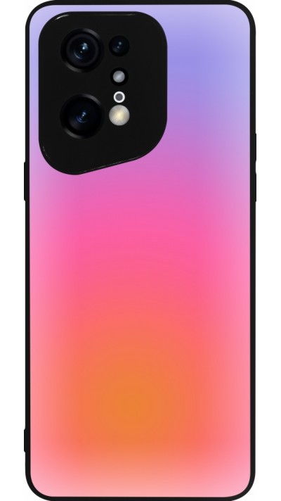 Coque OPPO Find X5 Pro - Silicone rigide noir Orange Pink Blue Gradient