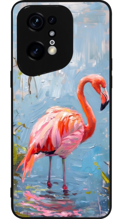 Coque OPPO Find X5 Pro - Silicone rigide noir Paint Flamingo