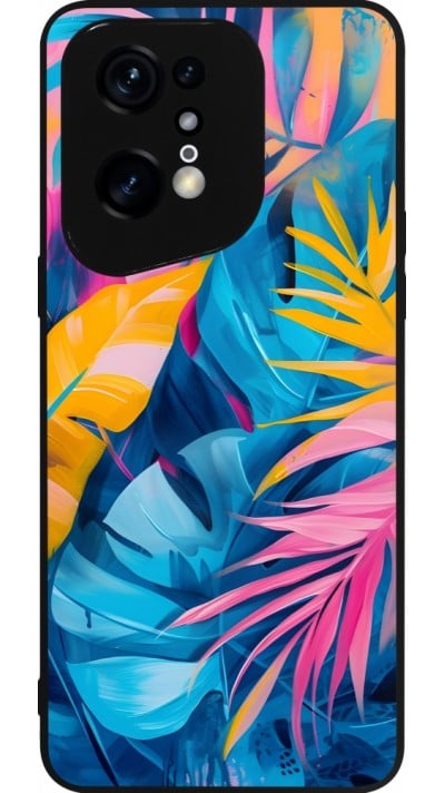 Coque OPPO Find X5 Pro - Silicone rigide noir Palms Blue