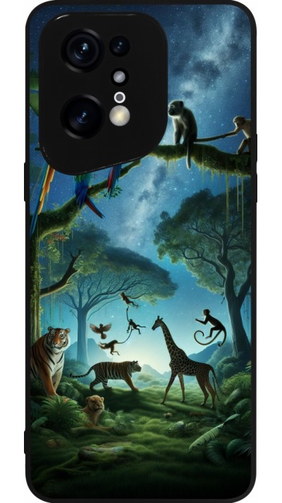 Coque OPPO Find X5 Pro - Silicone rigide noir Paradis des animaux exotiques