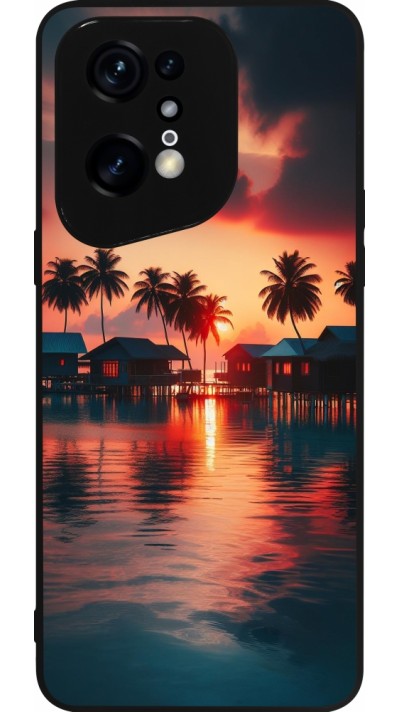 Coque OPPO Find X5 Pro - Silicone rigide noir Paradis Maldives