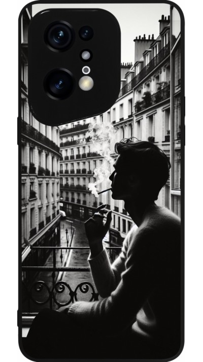 Coque OPPO Find X5 Pro - Silicone rigide noir Parisian Smoker