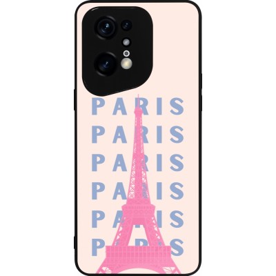 Coque OPPO Find X5 Pro - Silicone rigide noir Paris Pink Print