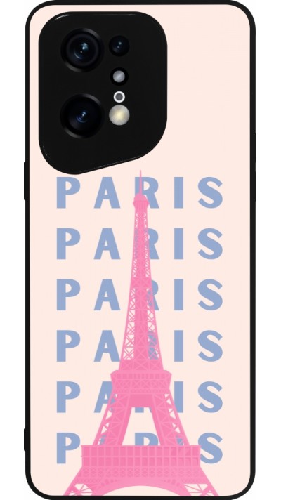 Coque OPPO Find X5 Pro - Silicone rigide noir Paris Pink Print