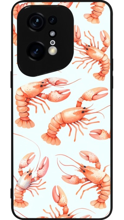 Coque OPPO Find X5 Pro - Silicone rigide noir Pattern de homards pastels