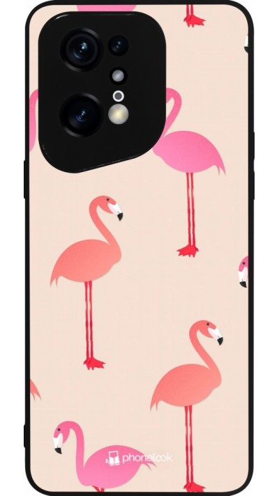 Coque OPPO Find X5 Pro - Silicone rigide noir Pink Flamingos Pattern