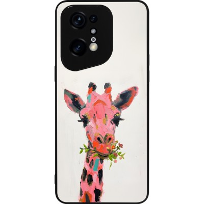 Coque OPPO Find X5 Pro - Silicone rigide noir Pink Girafe Paint