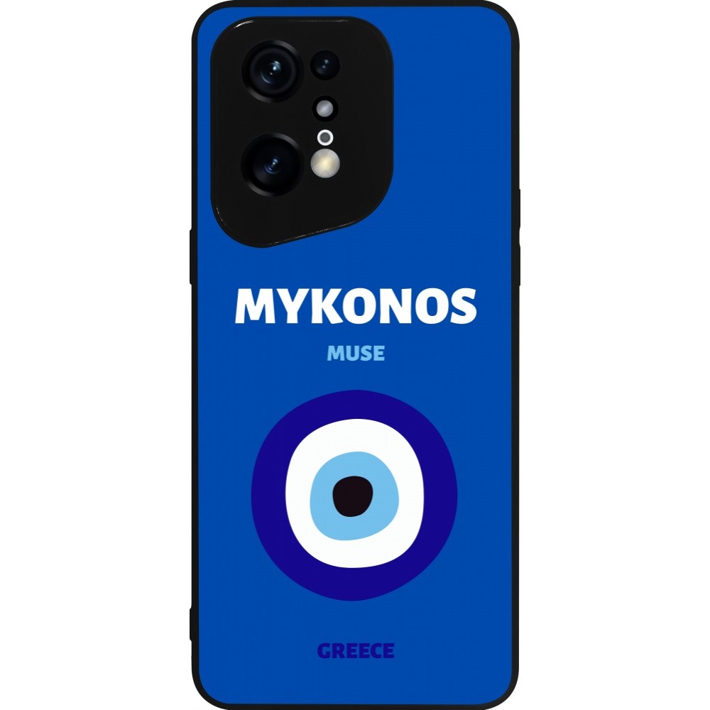 Coque OPPO Find X5 Pro - Silicone rigide noir Pop Summer Destination Mykonos