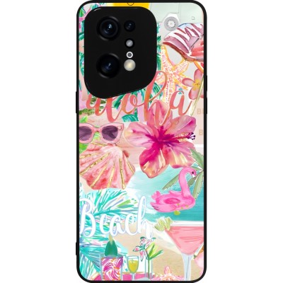 Coque OPPO Find X5 Pro - Silicone rigide noir Preppy Collage Aloha