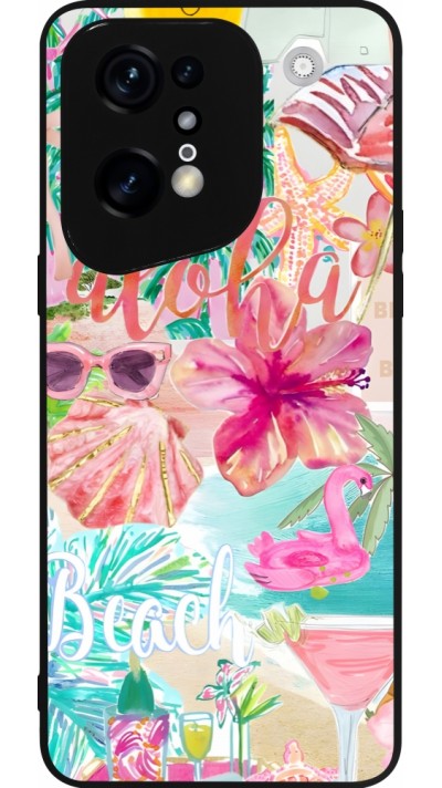 Coque OPPO Find X5 Pro - Silicone rigide noir Preppy Collage Aloha