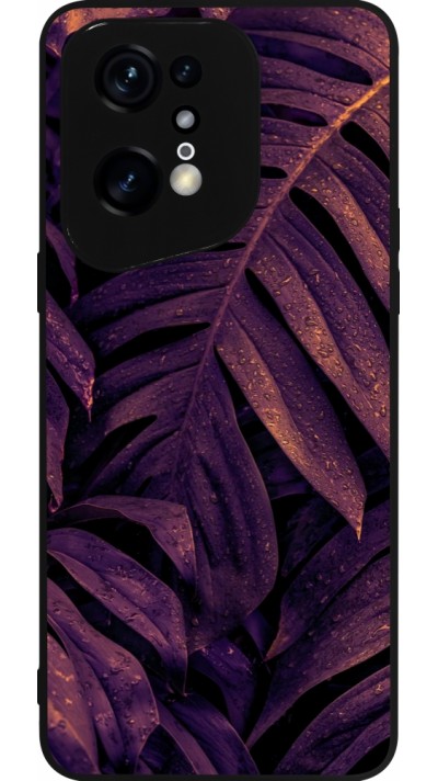 Coque OPPO Find X5 Pro - Silicone rigide noir Purple Light Leaves