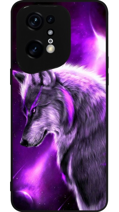 Coque OPPO Find X5 Pro - Silicone rigide noir Purple Sky Wolf