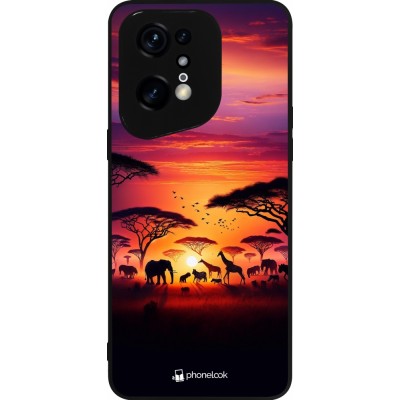 Coque OPPO Find X5 Pro - Silicone rigide noir Safari sunset wildlife