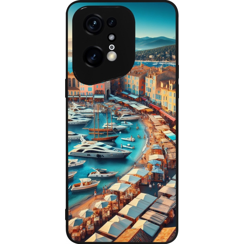 Coque OPPO Find X5 Pro - Silicone rigide noir Saint-Tropez Beach