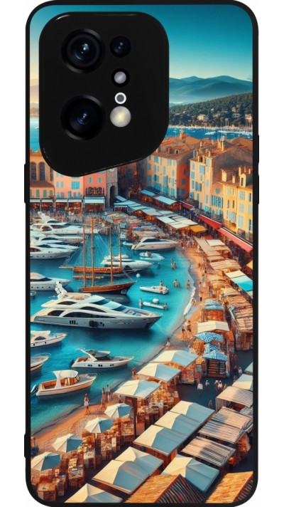 Coque OPPO Find X5 Pro - Silicone rigide noir Saint-Tropez Beach