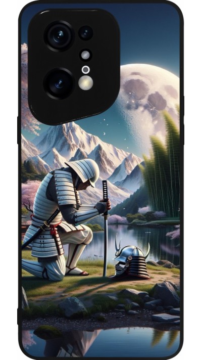 Coque OPPO Find X5 Pro - Silicone rigide noir Samurai Katana Lune