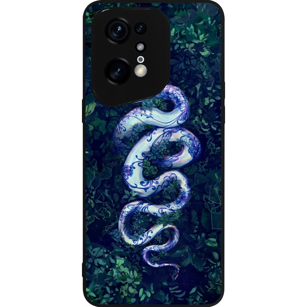 Coque OPPO Find X5 Pro - Silicone rigide noir Serpent Blue Anaconda