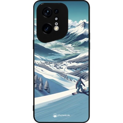 Coque OPPO Find X5 Pro - Silicone rigide noir Snowboarder Montagne