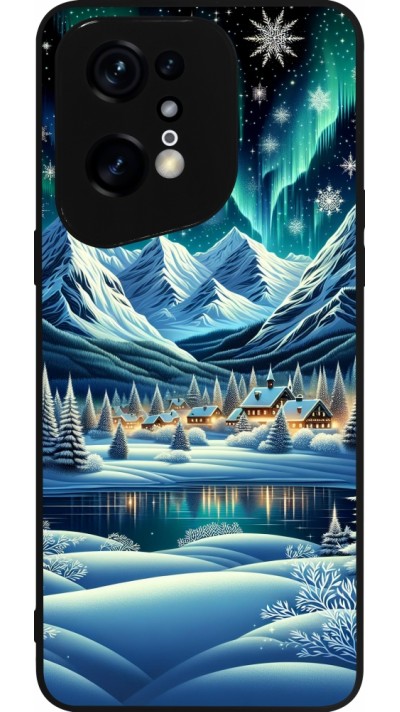 Coque OPPO Find X5 Pro - Silicone rigide noir Snowy Mountain Village Lake night