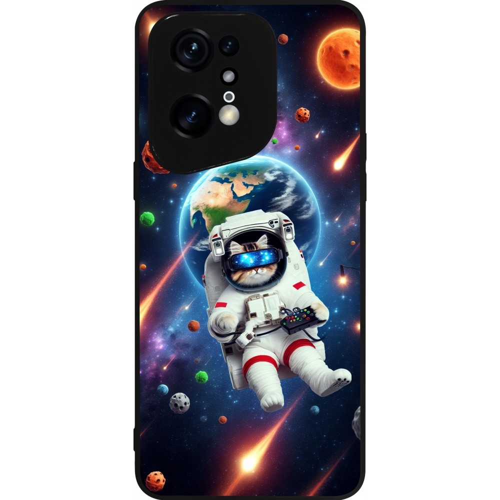 Coque OPPO Find X5 Pro - Silicone rigide noir VR SpaceCat Odyssey