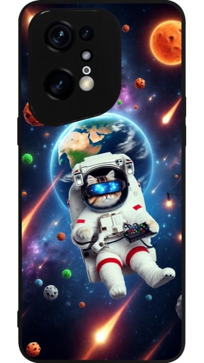 Coque OPPO Find X5 Pro - Silicone rigide noir VR SpaceCat Odyssey