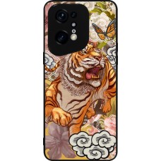 Coque OPPO Find X5 Pro - Silicone rigide noir Spring 23 japanese tiger