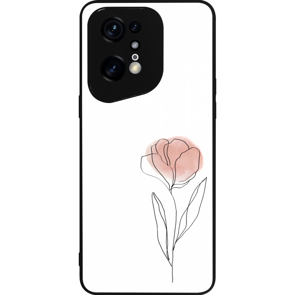 Coque OPPO Find X5 Pro - Silicone rigide noir Spring 23 minimalist flower