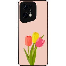 Coque OPPO Find X5 Pro - Silicone rigide noir Spring 23 tulip trio