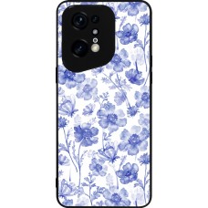 Coque OPPO Find X5 Pro - Silicone rigide noir Spring 23 watercolor blue flowers