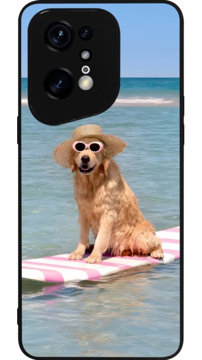 Coque OPPO Find X5 Pro - Silicone rigide noir Summer Dog on Paddle