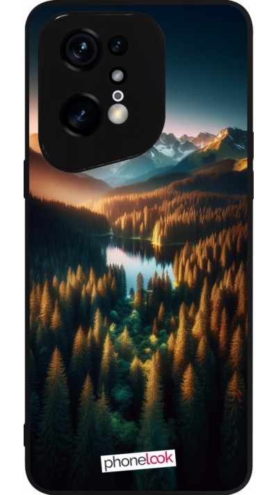 Coque OPPO Find X5 Pro - Silicone rigide noir Sunset Forest Lake