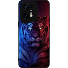 Coque OPPO Find X5 Pro - Silicone rigide noir Tiger Blue Red