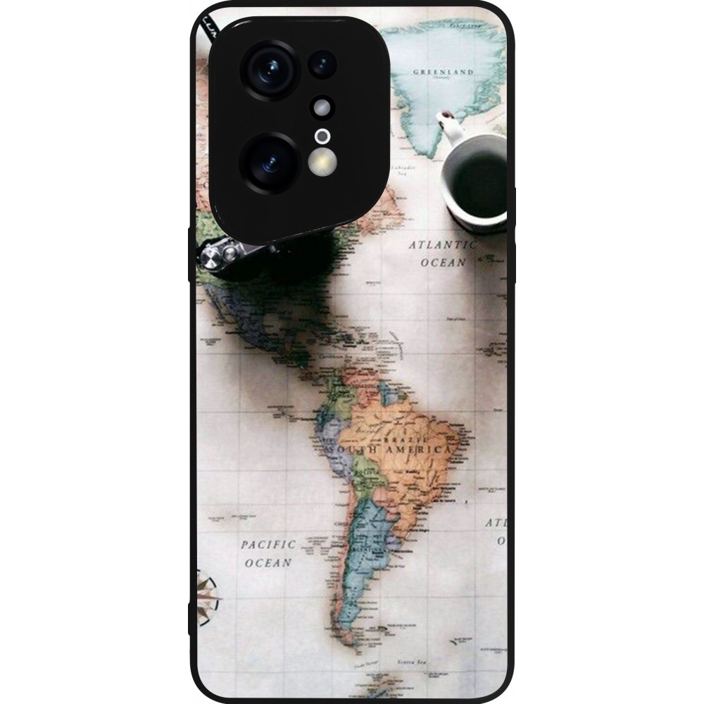 Coque OPPO Find X5 Pro - Silicone rigide noir Travel 01