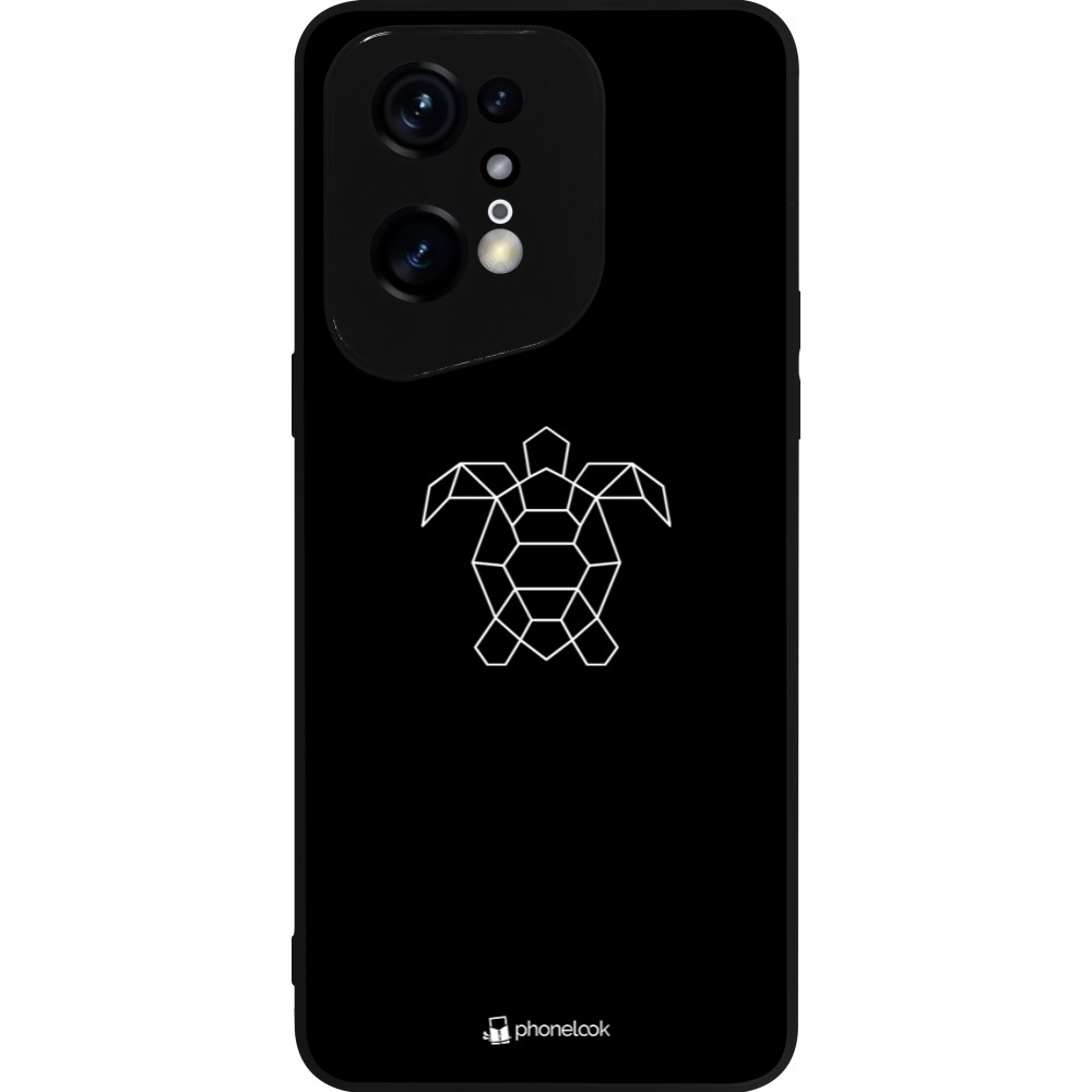 Coque OPPO Find X5 Pro - Silicone rigide noir Turtles lines on black