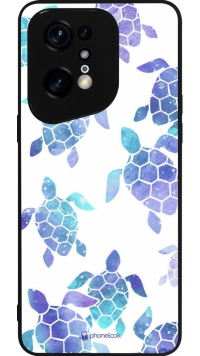 Coque OPPO Find X5 Pro - Silicone rigide noir Turtles pattern watercolor