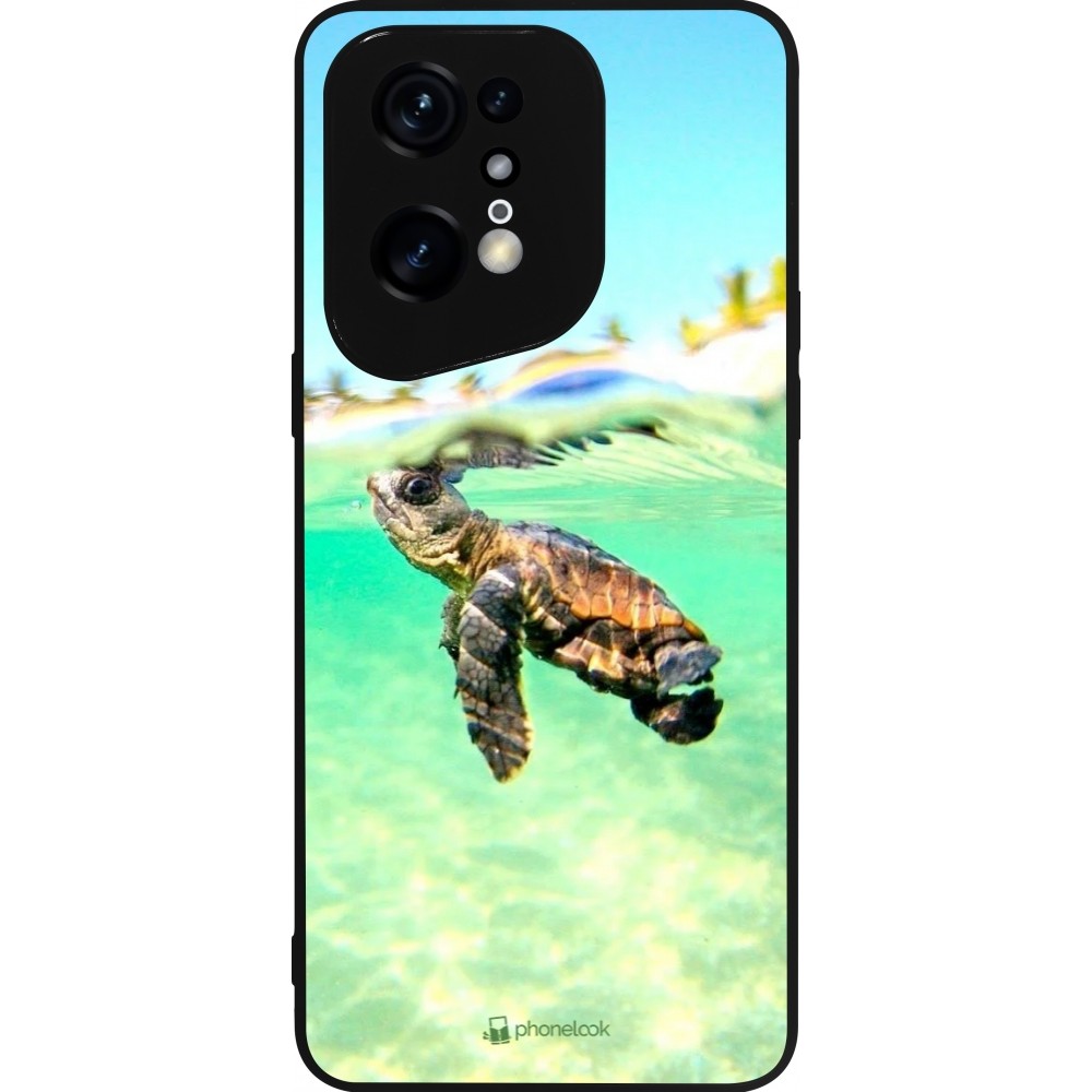 Coque OPPO Find X5 Pro - Silicone rigide noir Turtle Underwater