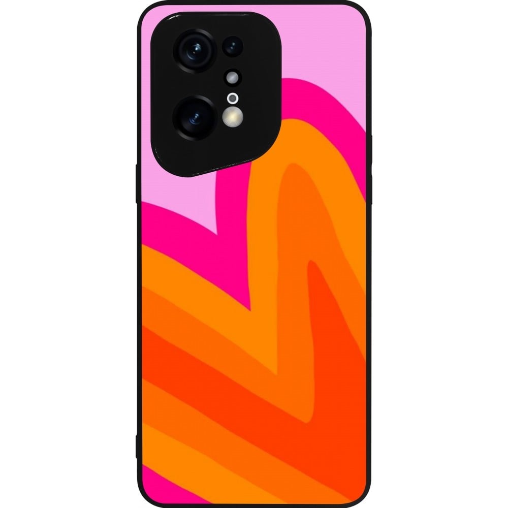 Coque OPPO Find X5 Pro - Silicone rigide noir Valentine 2024 heart gradient