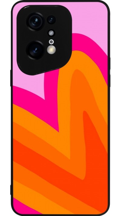 Coque OPPO Find X5 Pro - Silicone rigide noir Valentine 2024 heart gradient