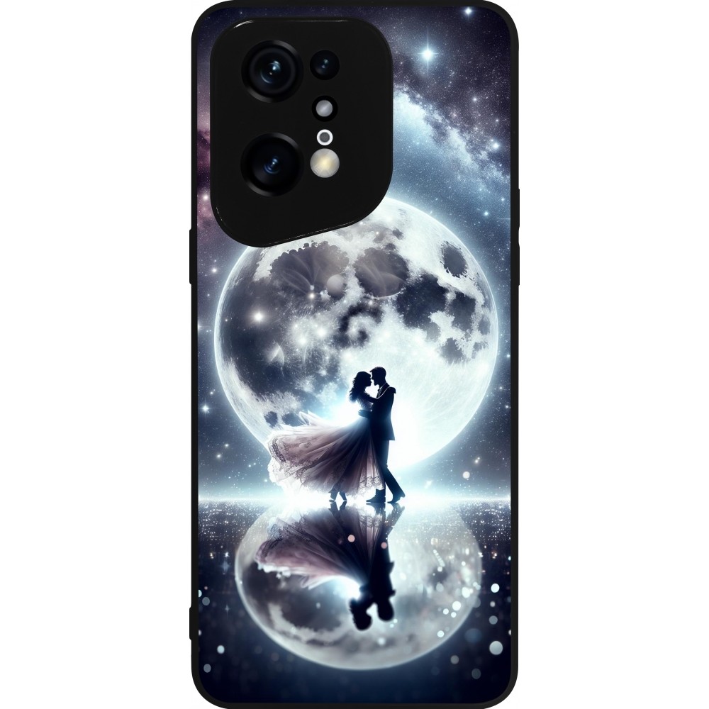 Coque OPPO Find X5 Pro - Silicone rigide noir Valentine 2024 Love under the moon