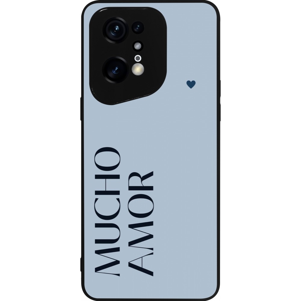 Coque OPPO Find X5 Pro - Silicone rigide noir Valentine 2024 mucho amor azul