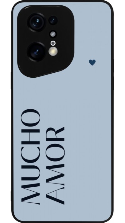 Coque OPPO Find X5 Pro - Silicone rigide noir Valentine 2024 mucho amor azul