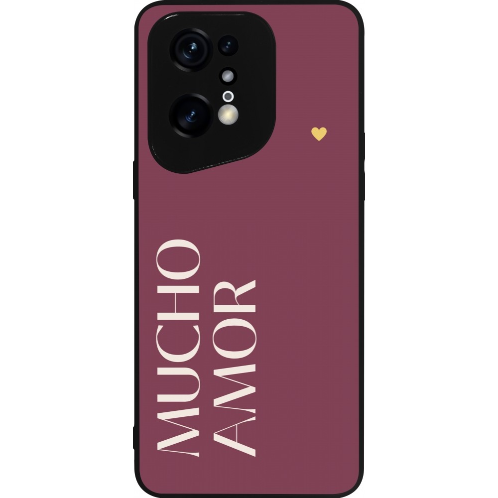 Coque OPPO Find X5 Pro - Silicone rigide noir Valentine 2024 mucho amor rosado