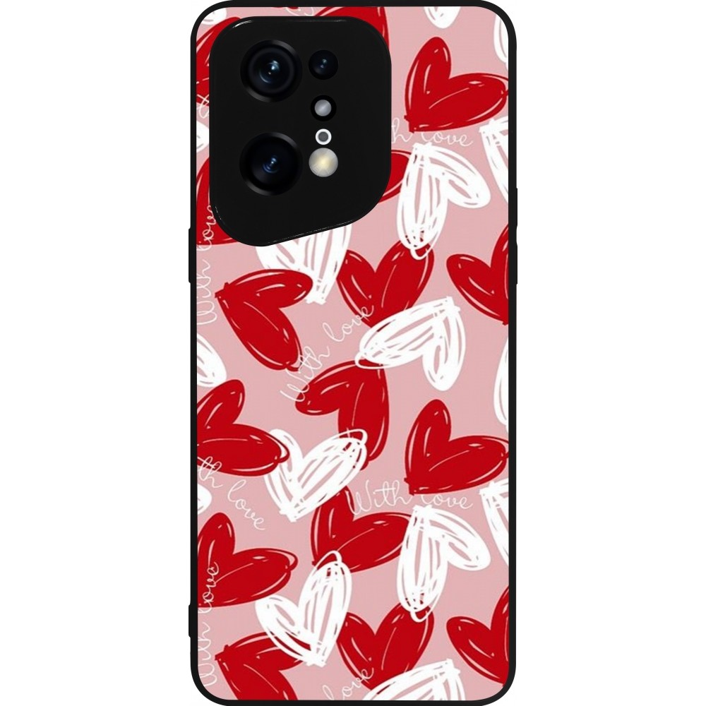 Coque OPPO Find X5 Pro - Silicone rigide noir Valentine 2024 with love heart