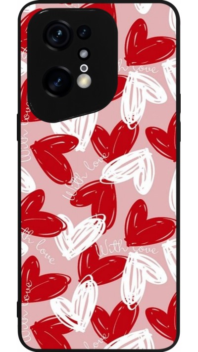 Coque OPPO Find X5 Pro - Silicone rigide noir Valentine 2024 with love heart