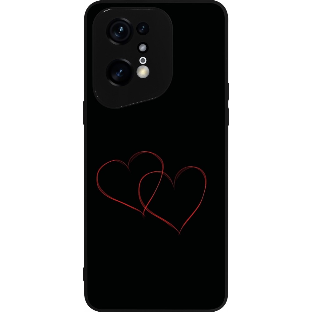 Coque OPPO Find X5 Pro - Silicone rigide noir Valentine 2023 attached heart