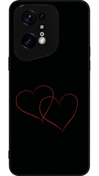 Coque OPPO Find X5 Pro - Silicone rigide noir Valentine 2023 attached heart