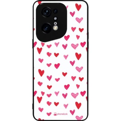 Coque OPPO Find X5 Pro - Silicone rigide noir Valentine 2022 Many pink hearts