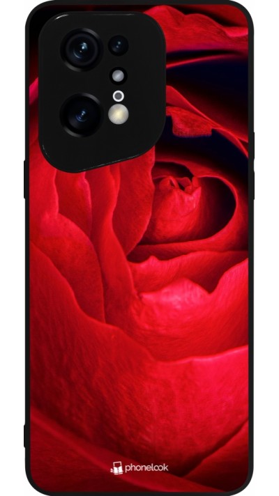 Coque OPPO Find X5 Pro - Silicone rigide noir Valentine 2022 Rose