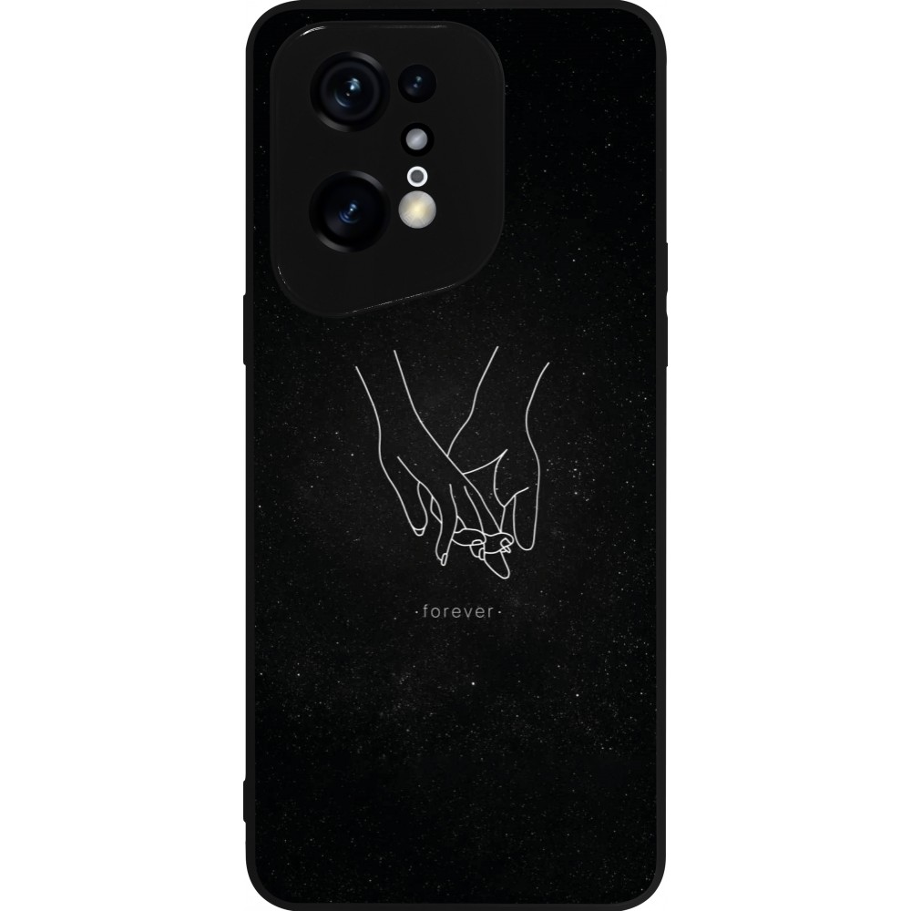 Coque OPPO Find X5 Pro - Silicone rigide noir Valentine 2023 hands forever