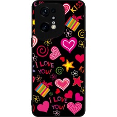 Coque OPPO Find X5 Pro - Silicone rigide noir Valentine 2023 love symbols